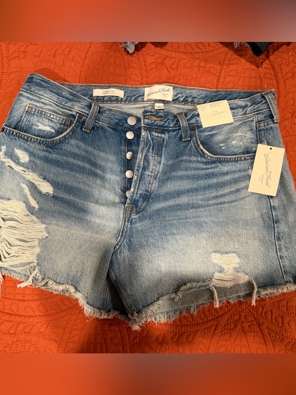 Universal Thread 90’s baggy. Distressed Button-Front Denim Shorts in Light Blue